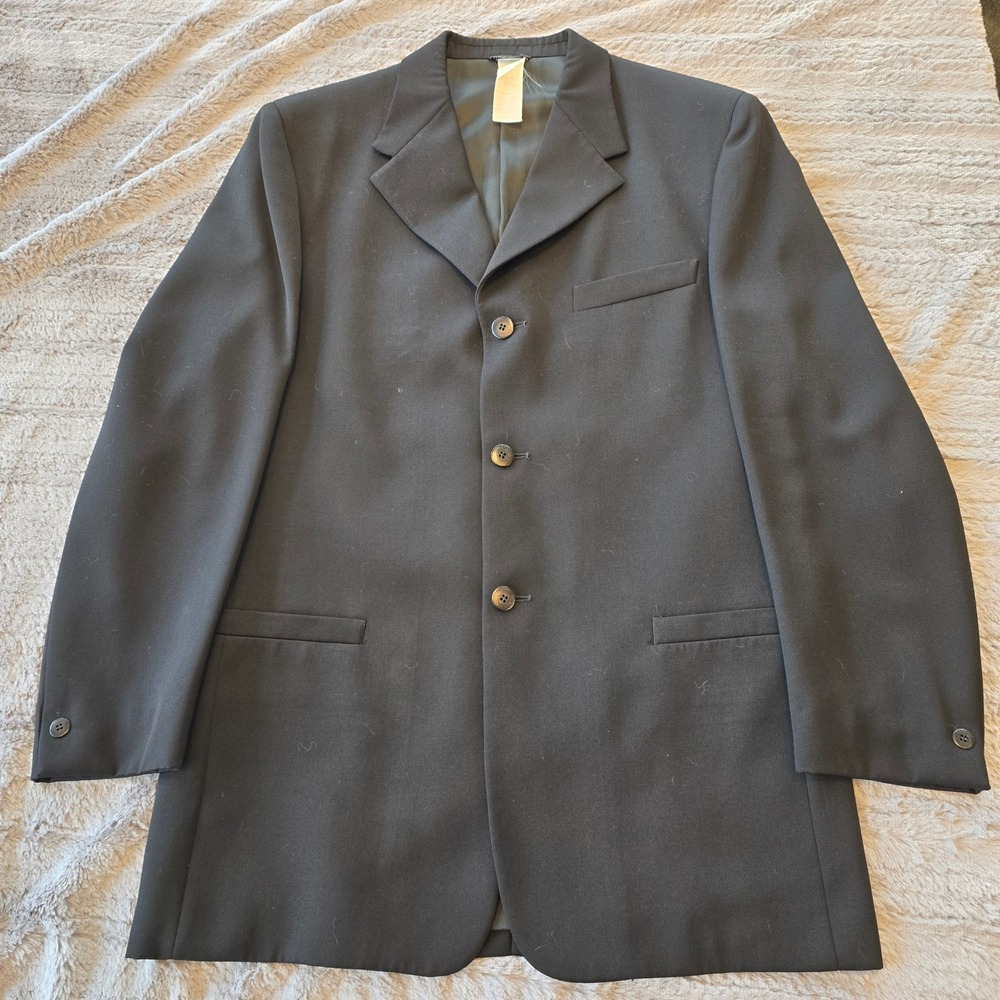 Gianni Versace Mens Vintage Black 100% Wool 3 Button Blazer Jacket Italy Size 48